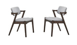 Mid-Century Modern Dining Chairs 2pcs Set Solid wood Fabric Upholstered Cushion Chair Walnut B011P203551