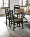 ZUN Industrial Style Dining Room Side Chairs Set of 2pc Chairs Black and Dark Oak Finish Wooden Seat B011P208970