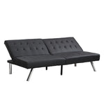 ZUN WOOD FRAME, STAINLESS LEG, FUTON, SOFA BED BLACK PVC W2297P247530