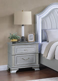 Elegance Gray Finish 2-Drawers Nightstand Decorative Glitter Front 1pc Bedside Table Bedroom B011P308559