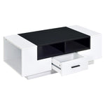 ZUN White and Black Coffee Table with Storage B062P181386