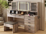 Large Vanity Table Set with LED Lighted Mirror, Vanity Desk with Charging Station, Makeup Table with 23225109