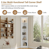 83.4"Tall Modern Corner Shelf,5 Tier Corner Bookcase with LED Light, Storage Standing Shelf Unit, N751P191709K