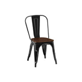 ZUN 2pc Contemporary Aesthetic Modern with Walnut Wooden Seat Industrial Metal Dining Chairs- High Gloss B011P238648