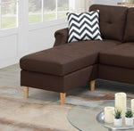 ZUN Living Room Corner Sectional Dark Coffee Polyfiber Chaise sofa Reversible Sectional HS00F6457-ID-AHD