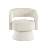 Modern Luxurious Swivel Accent Chair Beige Soft Corduroy Plush Seating Solid Wood Stylish Home B011P256230