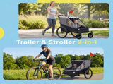 2 in 1 Kids Bike Trailer and Stroller for 1 to 2 Children, Jogging Function, Foldable Compact W1364P417578