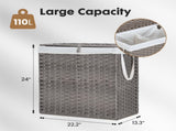 110L Laundry Hamper with Lid, Laundry Basket with Removable Liner for Bathroom Bedroom Gray 10537144