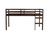 ZUN Solid Wooden, Rubber Wooden Twin Loft Bed with Ladder, Bed Platform of Strengthened Slats , Espresso W504P190953