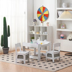 ZUN Children's Wooden Table And Chair Set With Two Storage Bags Grey And 60310011