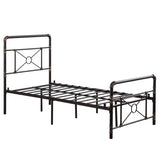 Single-layer Water Pipe Bed with Cross Design and Foot End Twin Black Iron Bed 91079255