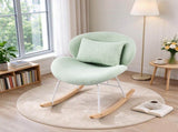 25.59"W x 33.66"D x 29.53"H Indoor Teddy Fabric Rocking Chair, Soft Fluffy Lounge Rocker with White 02558907