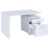 White 2-Drawer Reversible Office Desk B062P153861