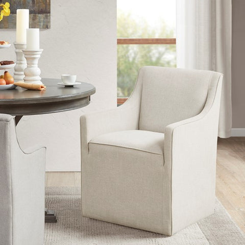 ZUN Skirted Dining Arm Chair with Casters B035P203224