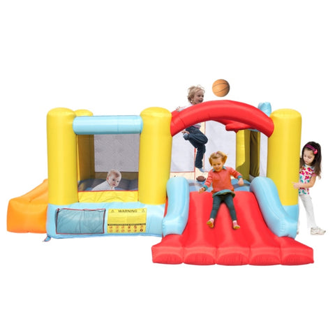 ZUN Bounce House Inflatable Jumping Castle a Basketball Hoop With Ball And a Slide 53067938