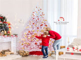 8ft Flocked Christmas Tree - 1774 Branch Tips, Fireproof PVC, 4-Section Assembly, 22" 90241324