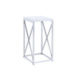 ZUN Glossy White and Chrome Accent Table B062P145497