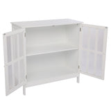 ZUN FCH Transparent Double Door Side Cabinet White 44876940