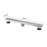 ZUN 24 Inches Linear Shower Drain with Removable Quadrato Pattern Grate, 304 Stainless Shower Drain W928P199552