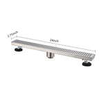 ZUN 24 Inches Linear Shower Drain with Removable Quadrato Pattern Grate, 304 Stainless Shower Drain W928P199552