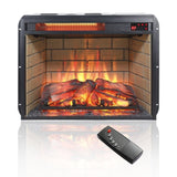 ZUN 23 inch infrared quartz heater fireplace insert -woodlog version with brick 70442795