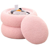 Storage Ottoman, Round Teddy Velvet Footrest with Tray, Macaron-Shaped Stool, Modern 18955916