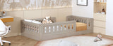 Wood Twin Size Platform Bed with Guardrail, Natural N709P180836N