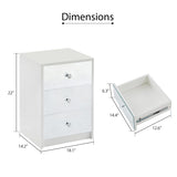 ZUN 3 Drawer Nightstand for Bedroom, Modern Wood and Mirrored Nightstand, Square Bedside Glass End Table W1820105950
