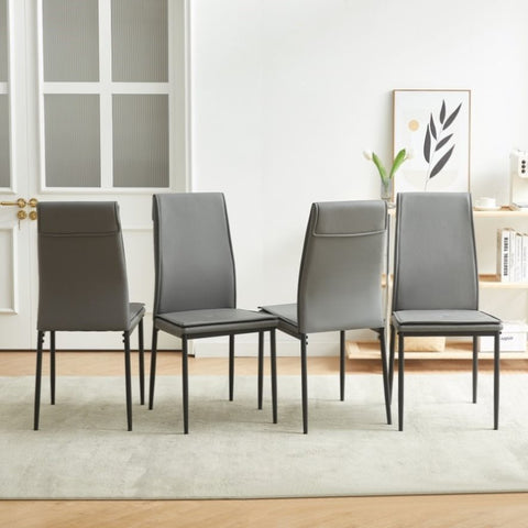 ZUN Dining chairs set of 4, Grey modern kitchen chair with metal leg W24154192