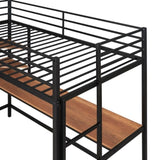 Twin Metal Loft Bed with Desk and Shelve,Black MF292491AAB