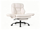 5-Level Flip-Up Armrest Ergonomic Office Chair with Retractable Footrest, Teddy Fleece Reclining 50465203
