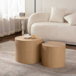 ZUN Nesting Coffee Table Set of 2 Round Wooden Coffee Tables Circle Modern Table for Small Space Living W3081P255158