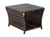 Glass Surface Brown Gradient Iron Frame Rattan Side Table 57975527