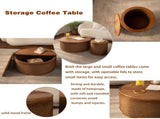 Round Rattan Coffee Table with Lift-Off Lid Storage, Hand-Woven Hemp Rope Trim, Boho-Chic Style, W3081P464721