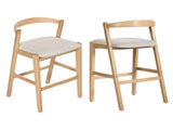 Balmain Indoor Rubberwood Barstool, Natural Finished and Beige Upholstery, Set of 2 N775P318294N