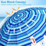 8 Ft Beach Umbrella With UV Protection 16-Ribbed Windproof Frame 67702970