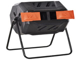 Tumbling Compost Bin Outdoor 360&deg Dual Chamber Rotating Composter 43 Gallon, Orange W2225142613