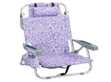 1 PCS Aluminum Beach Chair, 8.5 Inch Seat Height Purple Tribal Pattern, Adjustable Folding Chair 27973708
