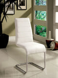 ZUN Contemporary White Padded Leatherette 2pc Side Chairs Set of 2 Chairs Kitchen Dining Room Metal B01158418