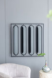 36" x 36" Large Four Oval Wall Mirror with Black Square Frame, Home Decor for Living Room, Bedroom, W2078124365
