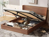 Large grooved undulating lift storage bed frame, wooden platform bed frame with lift storage, no W1858P307153