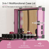 Portable Nail Art Table w/ LED Mirror, Bluetooth, Lockable Drawers, Telescopic Pole - Folding 17460864