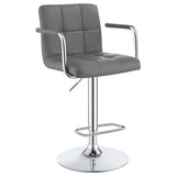 ZUN Grey and Chrome Adjustable Bar Stool B062P145644