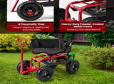 Garden Cart Height Adjustable Scooter with Swivel Seat & Tool Storage Red 21086272