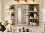 Bathroom Wall Cabinet Featuring 1 Mirrored Door 3 Shelves on Each Side MDF Construction with 57813692