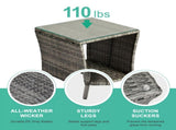 Outdoor Patio Wicker Side Table, Square End Table Bistro Coffee Table with Glass Top Storage Shelf 69794453