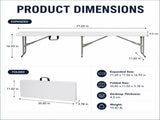 6 ft Portable Folding Bench, HDPE Plastic Indoor Outdoor Seat with Steel Frame, White, 1 Pack 90474763