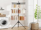 3-Tier Foldable Tripod Clothes Drying Rack with 24 Clips & 32 Rods, 70" Space Saving Laundry Dryer 51752244