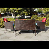 4-piece outdoor rattan sofa with cushion brown 29718300