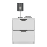 Basilea 2 Drawers Nightstand , End Table, Side Table Pull Out System -White B07092137